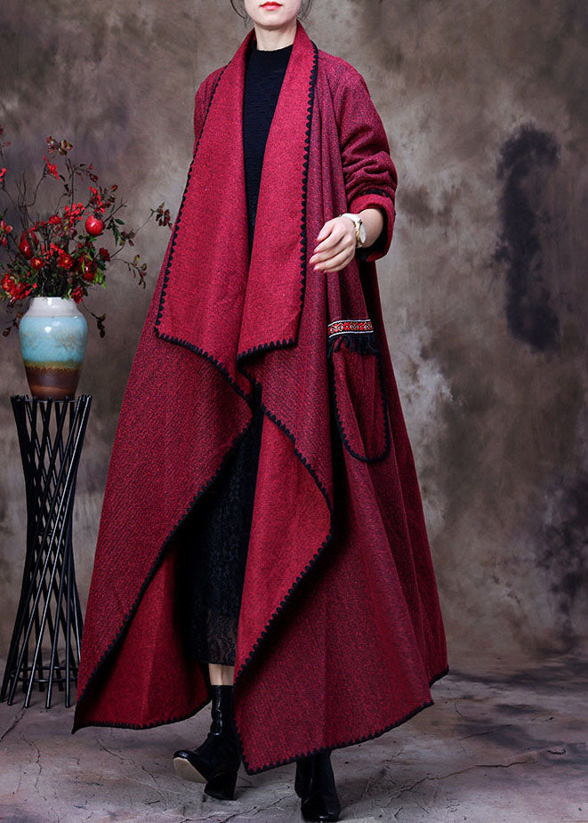 Luvik | Roter Peter-Pan-Cou asymmetrisk design lommer jakker kasjmir