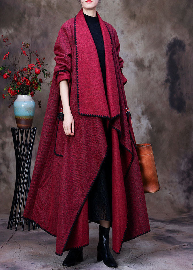 Luvik | Roter Peter-Pan-Cou asymmetrisk design lommer jakker kasjmir