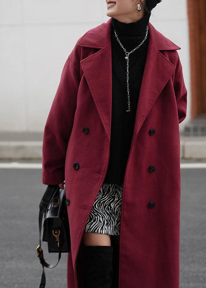 Luvik | burberry-takkia viininpunaisesta villasta rento malli V-pääntie tupla rinnalla takit ulkovaatteet