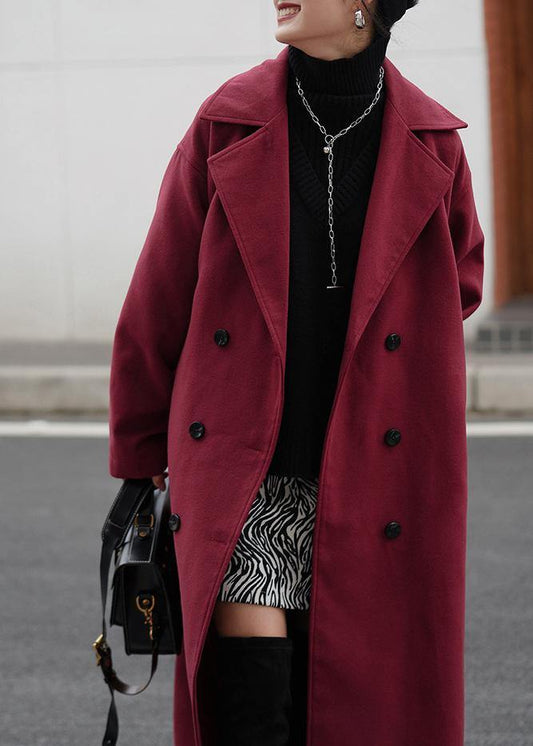 Luvik | burberry-takkia viininpunaisesta villasta rento malli V-pääntie tupla rinnalla takit ulkovaatteet