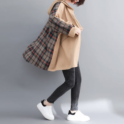 Luvik | ylihankintainen keltainen tilkkutyöhuppari talvitakki naisille