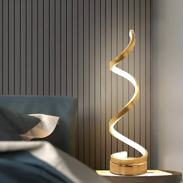 Luvikno | Elegant Spiral Glow LED Skrivebordslampe – Energi Effektiv, Bærekraftig & Øyevennlig Design