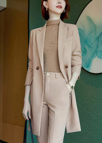 Luvik | Khaki Trenchjakke dobbeltspent i spandex
