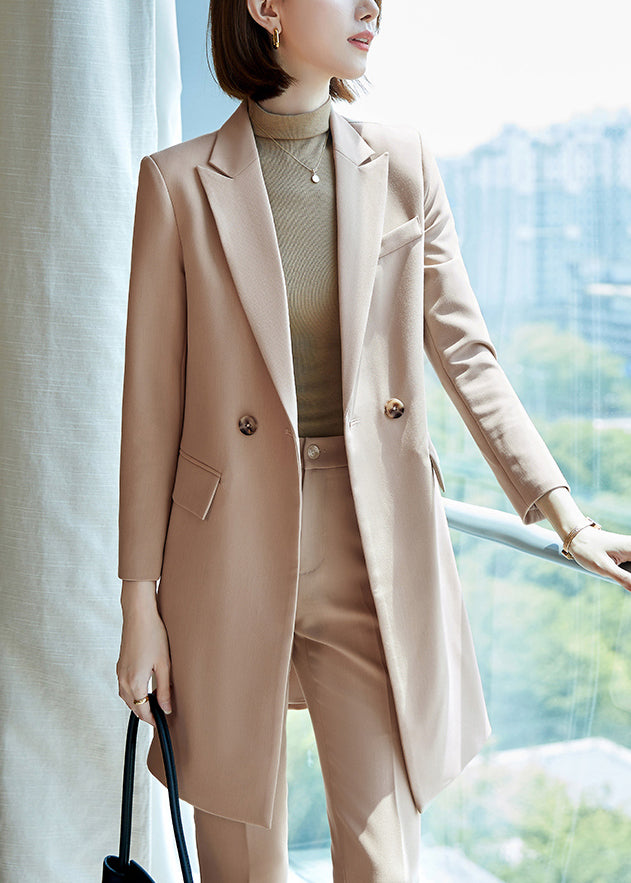 Luvik | Khaki Trenchjakke dobbeltspent i spandex