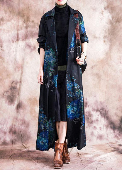 Luvik | sinipainatus takki leveät ulkovaatteet käännettävä kaulus