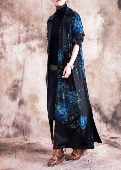 Luvik | sinipainatus takki leveät ulkovaatteet käännettävä kaulus