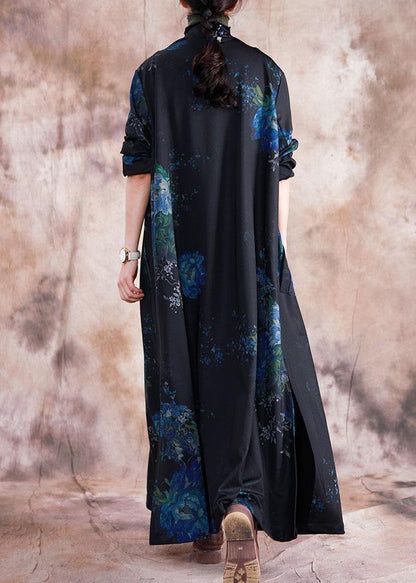 Luvik | sinipainatus takki leveät ulkovaatteet käännettävä kaulus