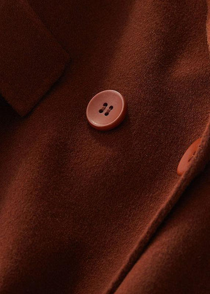 Luvik | Villakangas takki suklaanvärinen Suuri koko Keskipitkä takki Selästä avattu takki Käännekauluksella takki