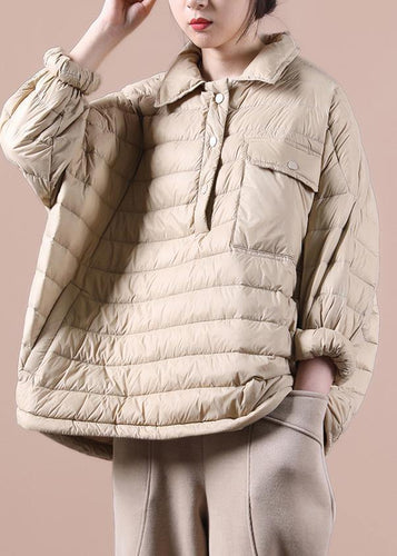 Luvik | khaki trendy Plus-Size vinterjakke for kvinner lommer revers vinterjakke
