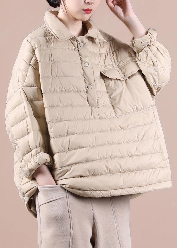 Luvik | khaki trendy Plus-Size vinterjakke for kvinner lommer revers vinterjakke