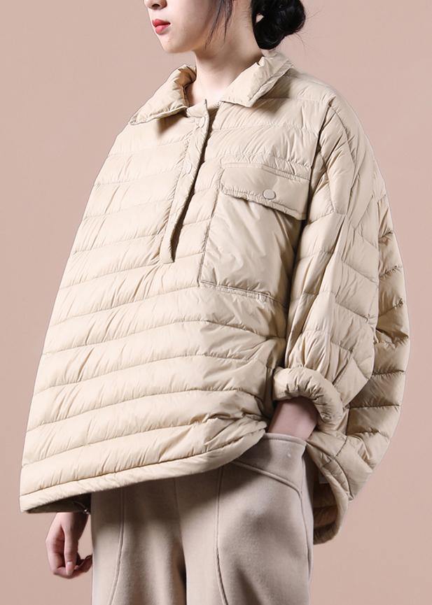 Luvik | khaki trendy Plus-Size vinterjakke for kvinner lommer revers vinterjakke