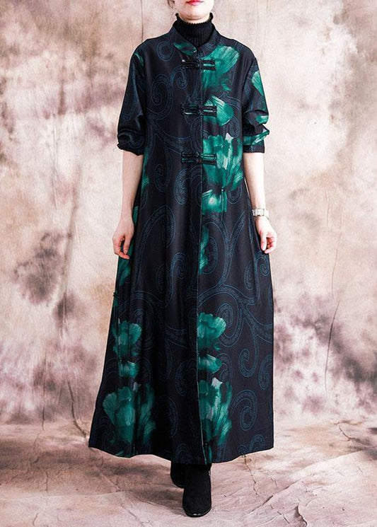 Luvik | Isot vaatteet Pitkät takit Patchwork punainen Sininen kuvio naisten kiinalaisnapillinen takki