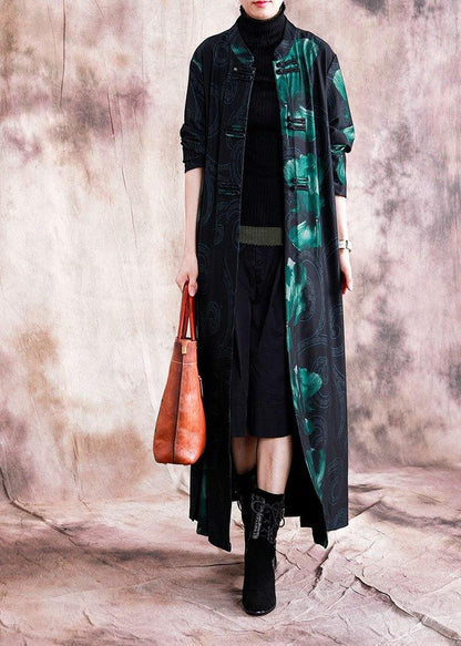 Luvik | Isot vaatteet Pitkät takit Patchwork punainen Sininen kuvio naisten kiinalaisnapillinen takki