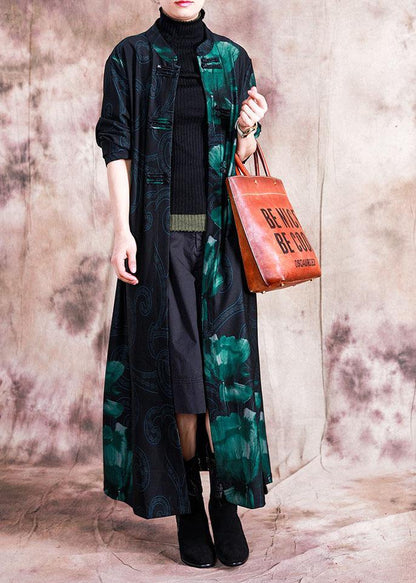 Luvik | Isot vaatteet Pitkät takit Patchwork punainen Sininen kuvio naisten kiinalaisnapillinen takki