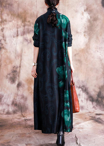 Luvik | Isot vaatteet Pitkät takit Patchwork punainen Sininen kuvio naisten kiinalaisnapillinen takki