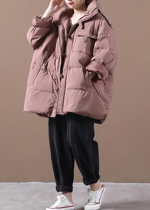 Luvik | Store størrelser rosa snøklær med hette og glidelås dunoverall