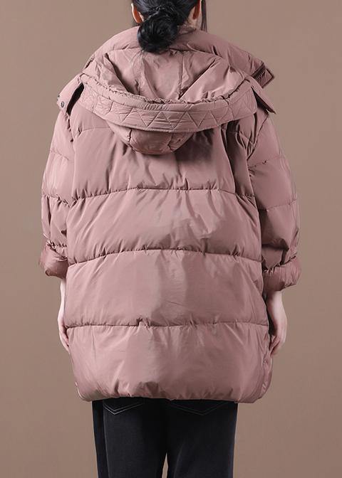 Luvik | Store størrelser rosa snøklær med hette og glidelås dunoverall