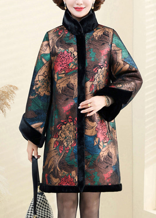 Luvik | Khaki Mao Kauluksen Käännettävä Kaksi Puolta Kutistettua Minkki Takit