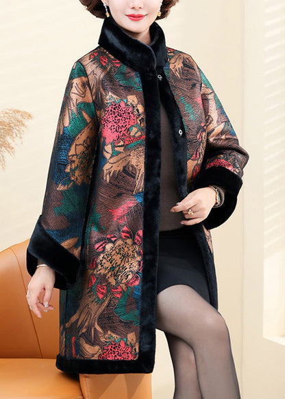 Luvik | Khaki Mao Kauluksen Käännettävä Kaksi Puolta Kutistettua Minkki Takit