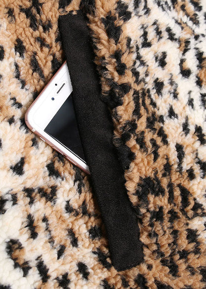 Luvik | Muotoiltu lämmin leopardikuosisessa takissa Dick talvi takit