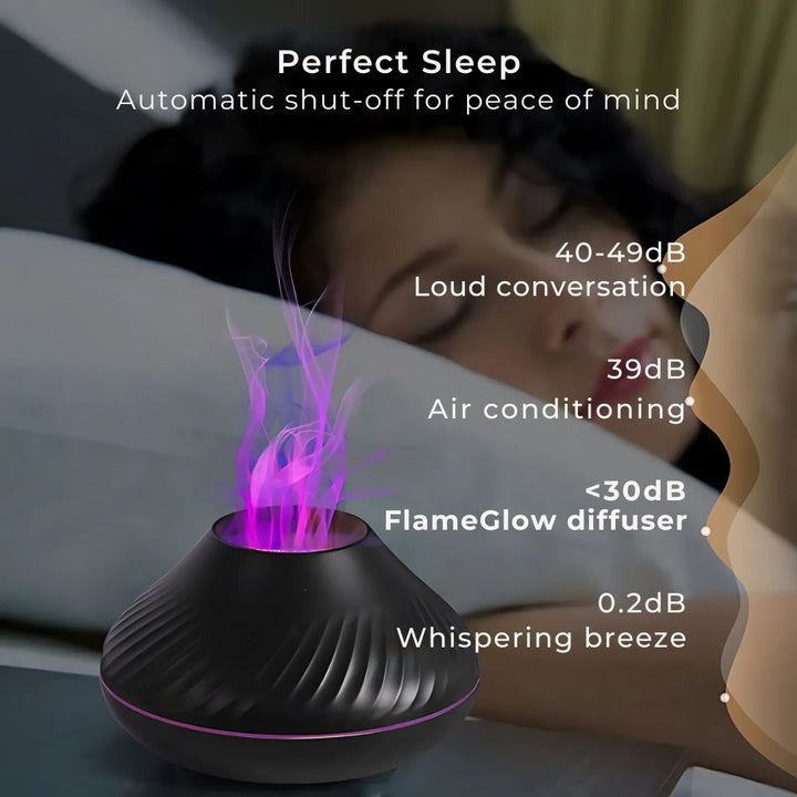 FlameGlow Luftfukter Aromaterapi Diffuser | Tilfører Fuktighet - Lindrer Tørr Luft - Hjelper med å Slappe Av - Stille Diffuser for Hjem eller Kontor Luvikno