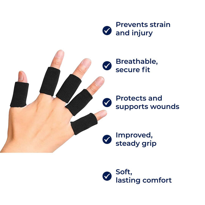 FlexiGuard | Fingerbeskyttelsessleeves – Skadeforebygging – Pustende tettsittende passform - Holder sår og bandasjer på plass – Sport og daglig komfort Luvikno