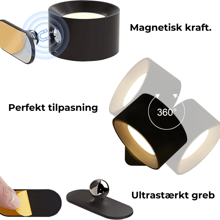 Luvikno | Flexilight Trådløs Vegglampe Berøring 360 Rotasjon