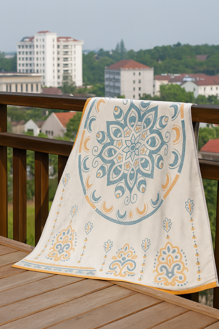 Blomstertrykk Jacquard Bomull Håndkle 70x140cm | Luvikno