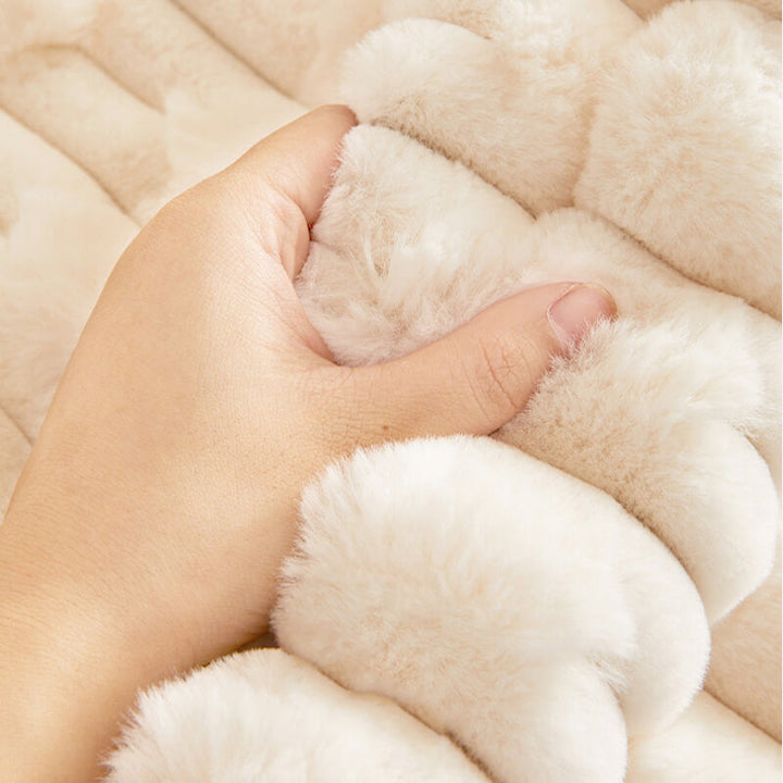Fluffy Plush Stripet Møbelbeskytter Sofa Deksel - Rutsjfritt | Luvikno