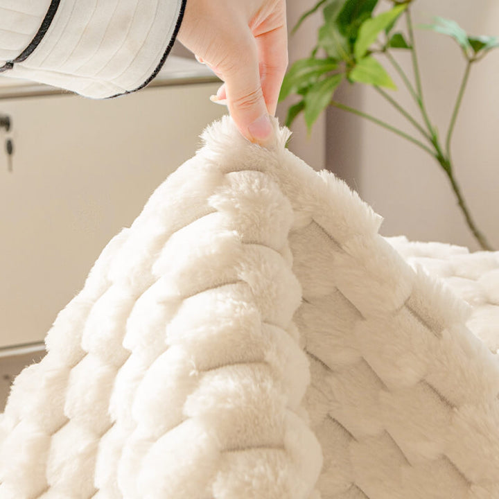 Fluffy Plush Stripet Møbelbeskytter Sofa Deksel - Rutsjfritt | Luvikno