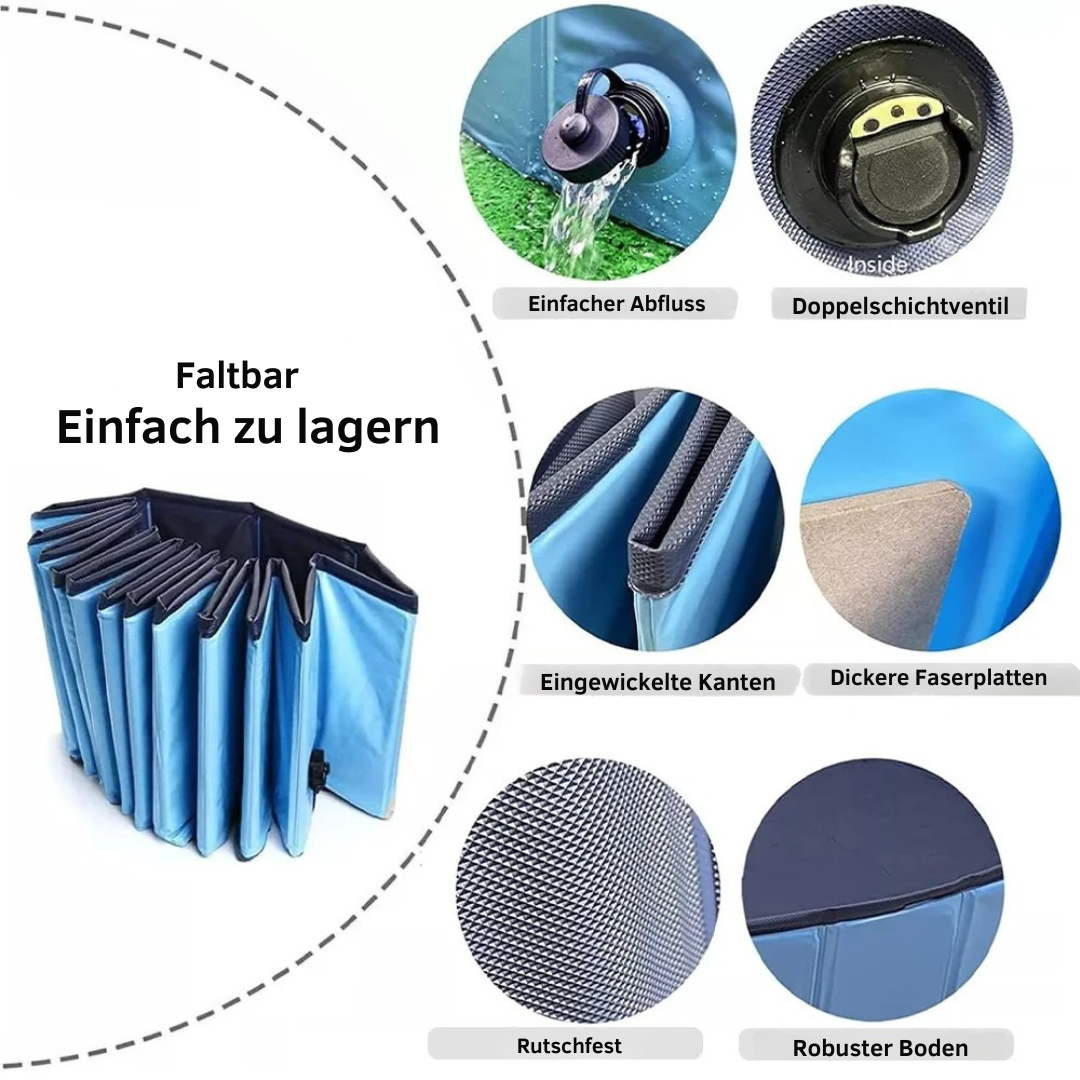 Sammenleggbar PVC hundepool med dreneringsventil Luvikno
