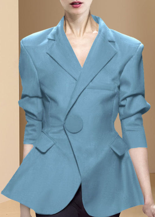 Luvik | Vaaleansininen takki napilla Peter Pan -kauluksella pitkät hihat