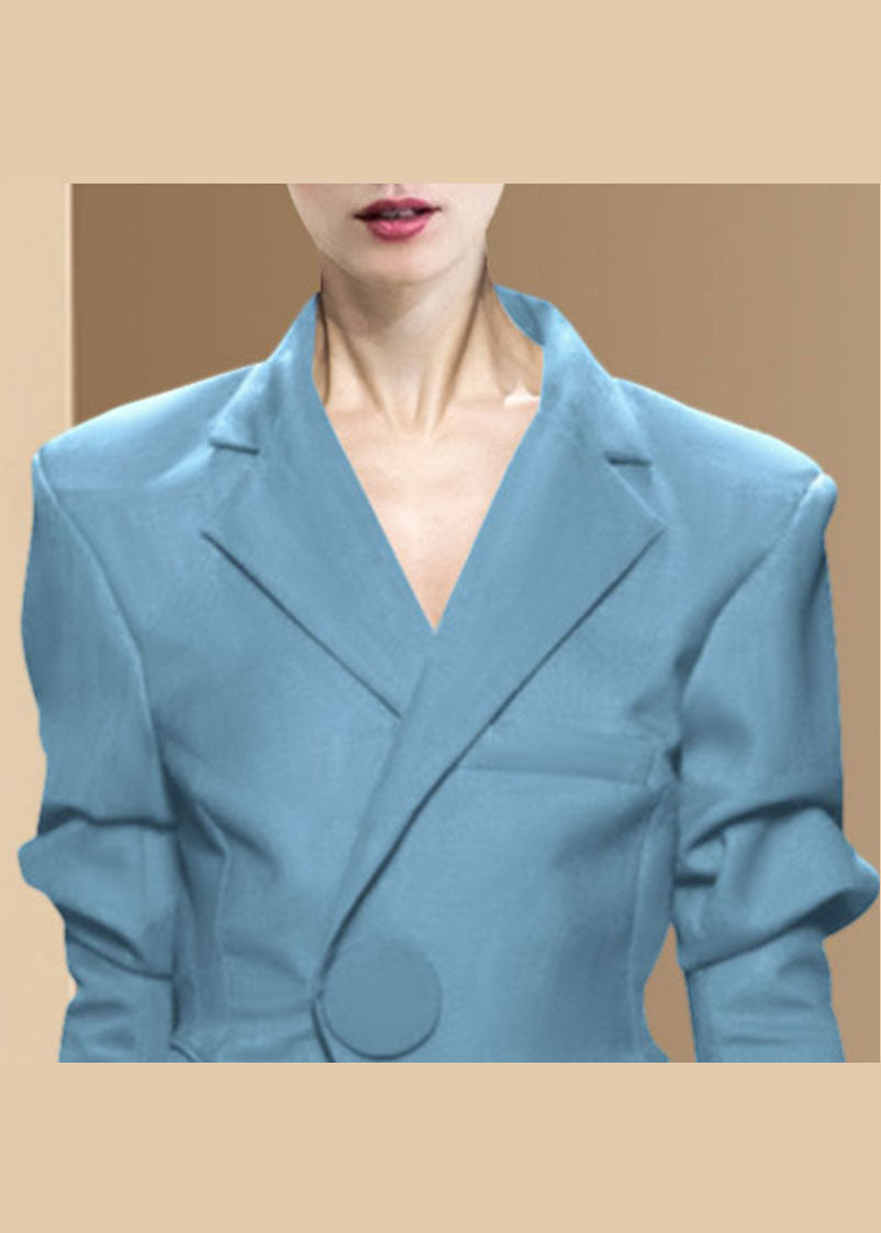 Luvik | Vaaleansininen takki napilla Peter Pan -kauluksella pitkät hihat