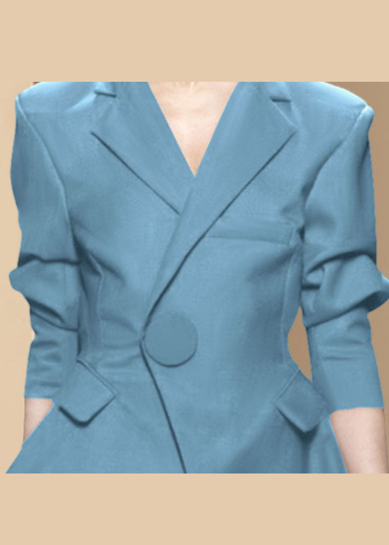 Luvik | Vaaleansininen takki napilla Peter Pan -kauluksella pitkät hihat