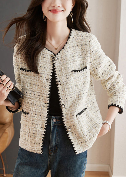 Luvik | Beige O Kaulus Napit Taskut Puuvilla Takit