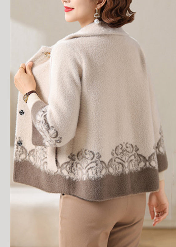 Luvik | Sametti minky takki Peter Pan -kauluksella beige