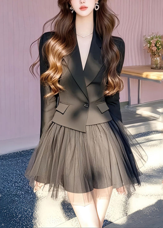 Luvik | Käännettävät mustat takit ja tüllihameet Kaksi osaa Pitkät hihat