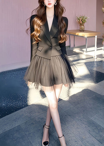 Luvik | Käännettävät mustat takit ja tüllihameet Kaksi osaa Pitkät hihat