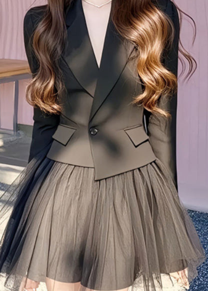 Luvik | Käännettävät mustat takit ja tüllihameet Kaksi osaa Pitkät hihat