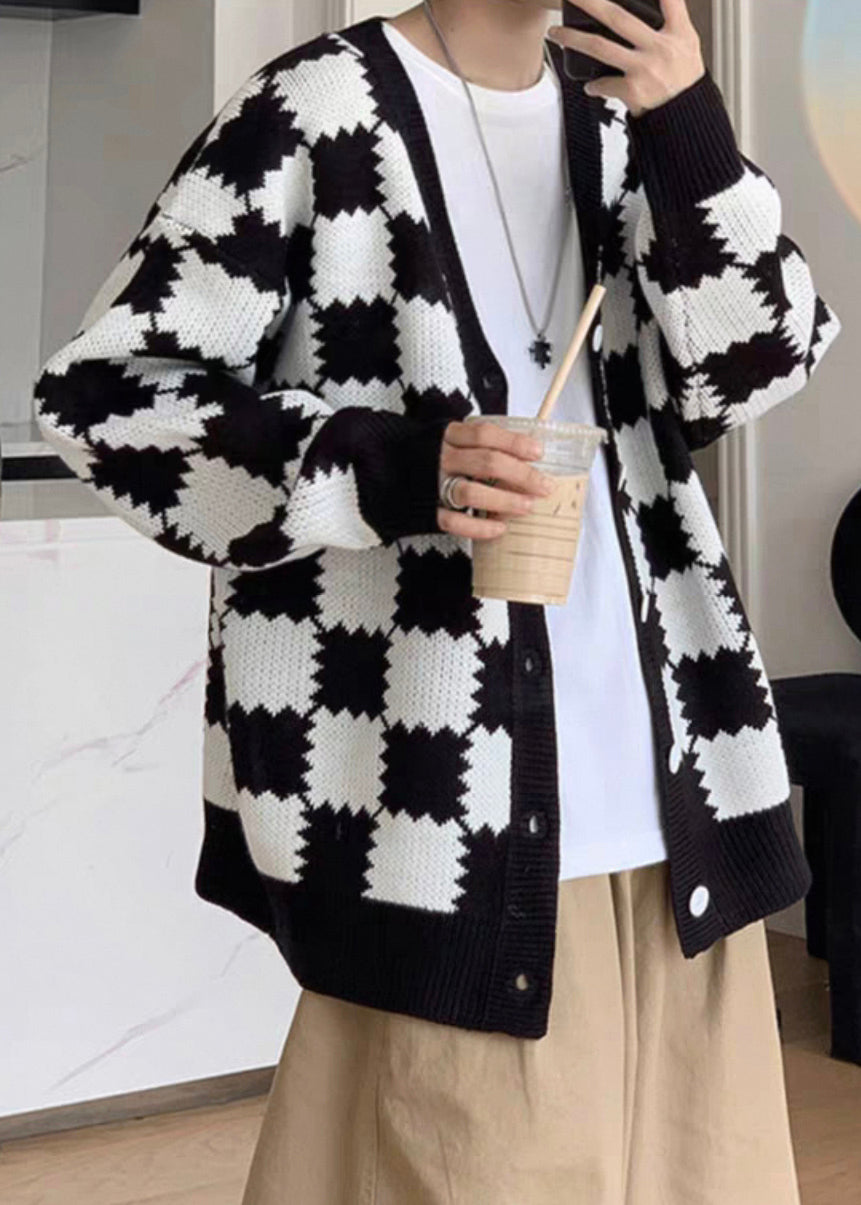 Luvik | Miesten musta ruudullinen villatakki