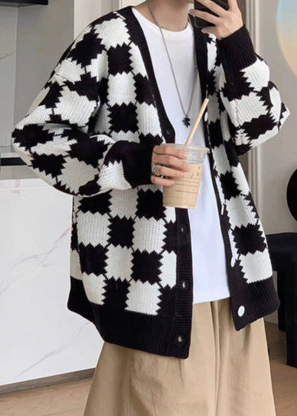 Luvik | Miesten musta ruudullinen villatakki