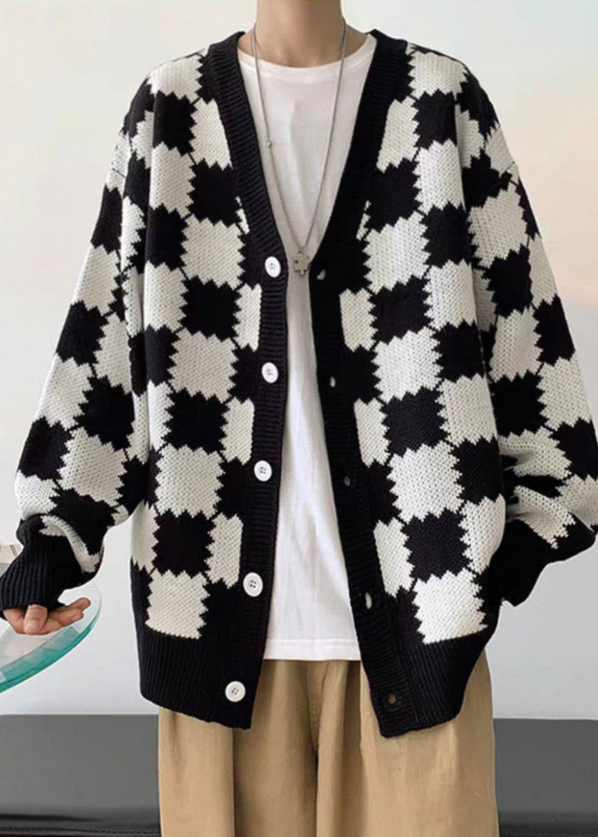 Luvik | Miesten musta ruudullinen villatakki