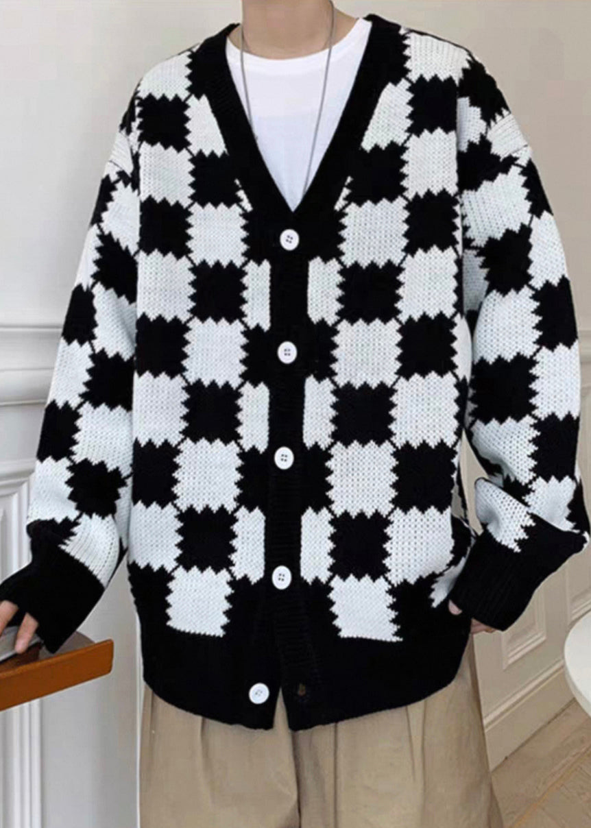 Luvik | Miesten musta ruudullinen villatakki