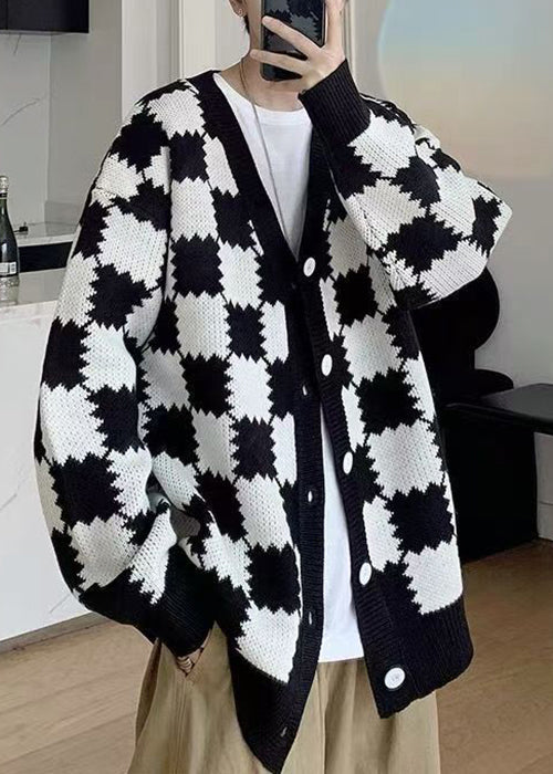 Luvik | Miesten musta ruudullinen villatakki