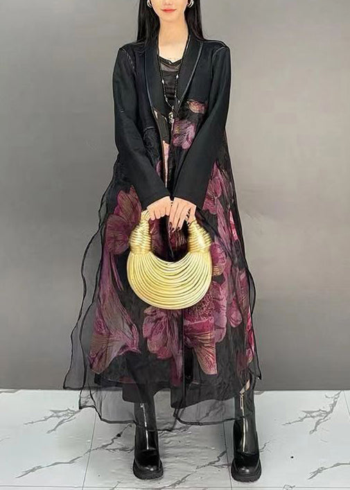 Luvik | Pitkät tüllistä valmistetut mustat patchwork-takit