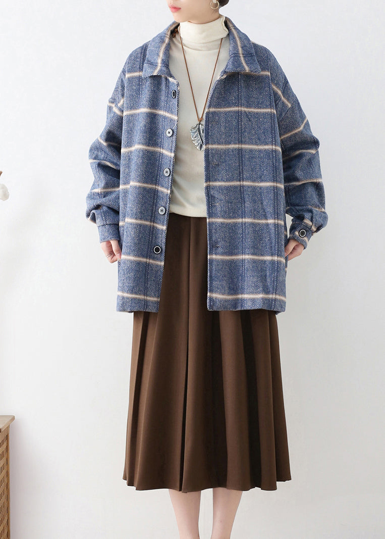 Luvik | Peter Pan sininen ruutukuviollinen villakangastakki napilla