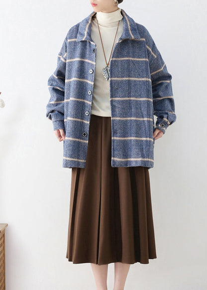 Luvik | Peter Pan sininen ruutukuviollinen villakangastakki napilla