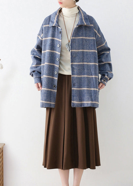 Luvik | Peter Pan sininen ruutukuviollinen villakangastakki napilla