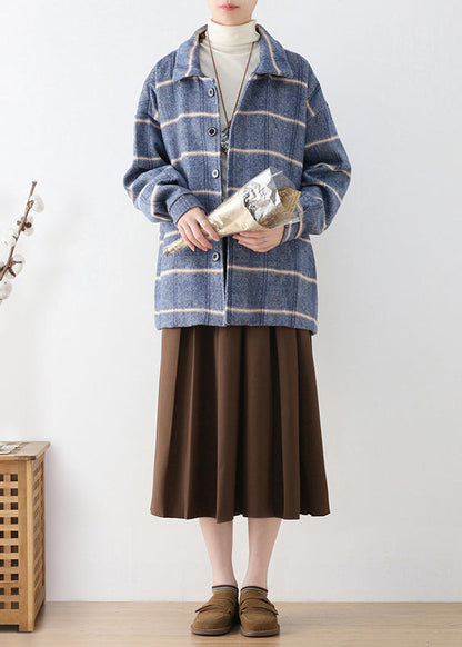 Luvik | Peter Pan sininen ruutukuviollinen villakangastakki napilla