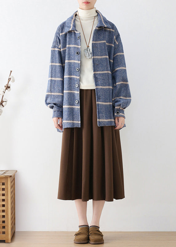 Luvik | Peter Pan sininen ruutukuviollinen villakangastakki napilla